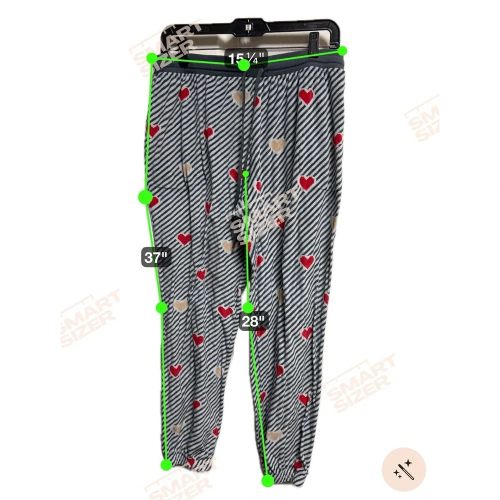 Secret Treasures Womens Large 12-14 Heart Striped Pajama‎ Jogger Pants Black Red